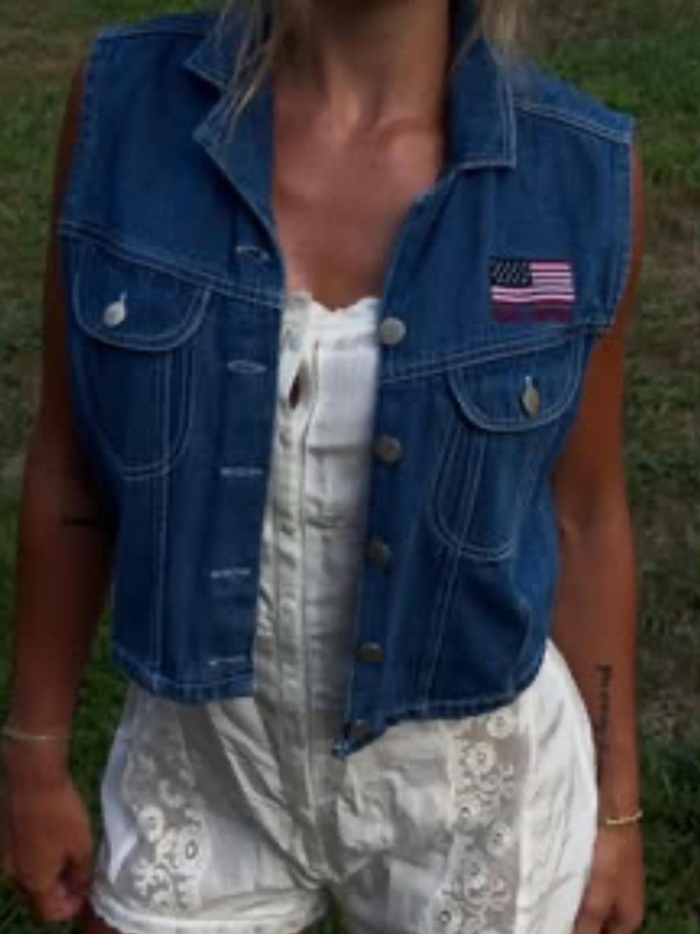 Vintage Denim Republic Cropped Vest USA Sport